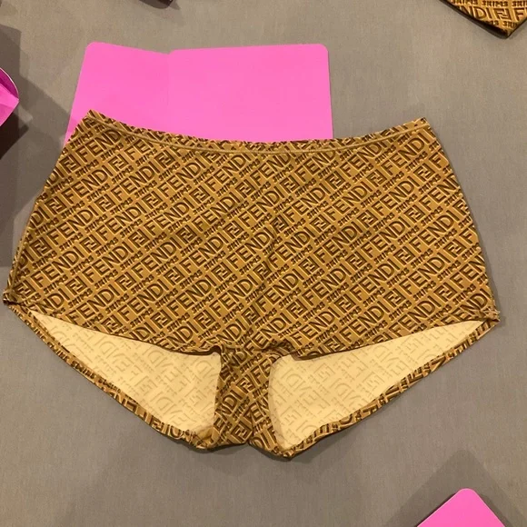 🆕FENDI X SKIMS SIZE MEDIUM FENDI LOGO BOYSHORT 2 PACK CALIFORNIA BROWN & BLACK